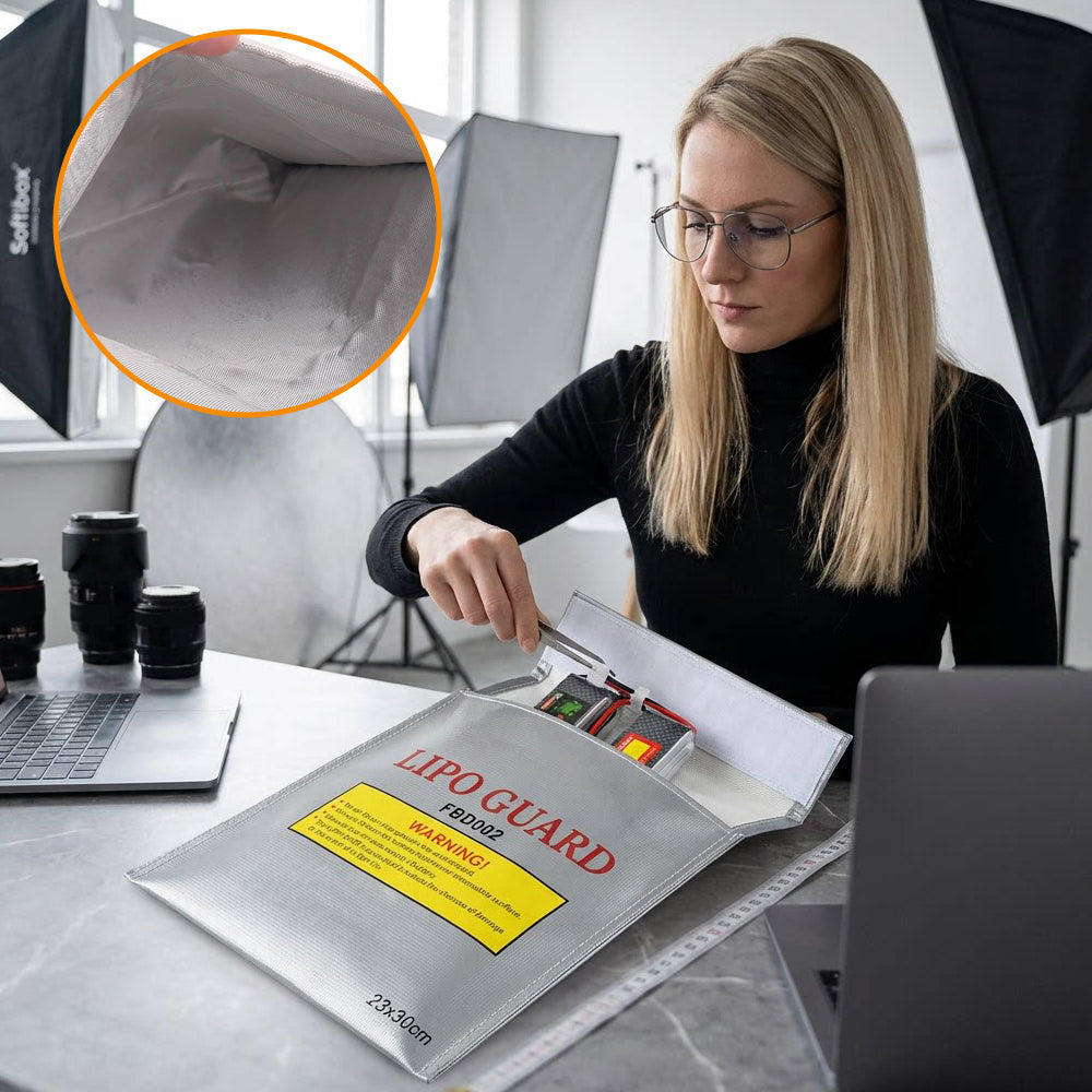 Brannsikker pose til litiumbatterier