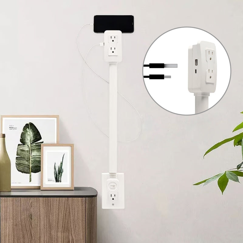 Roterbar stikkontaktutvider med telefonholder