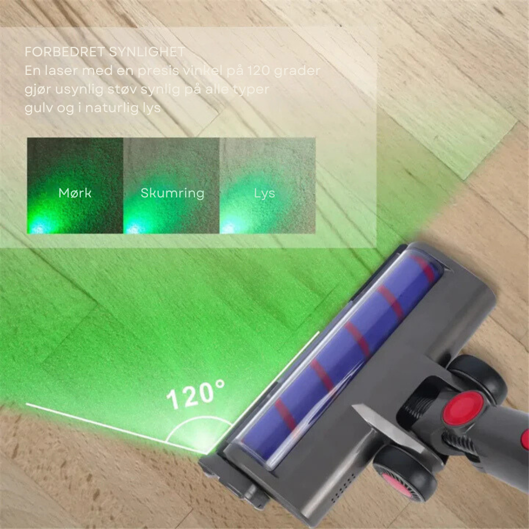 Støvsuger med laserlys