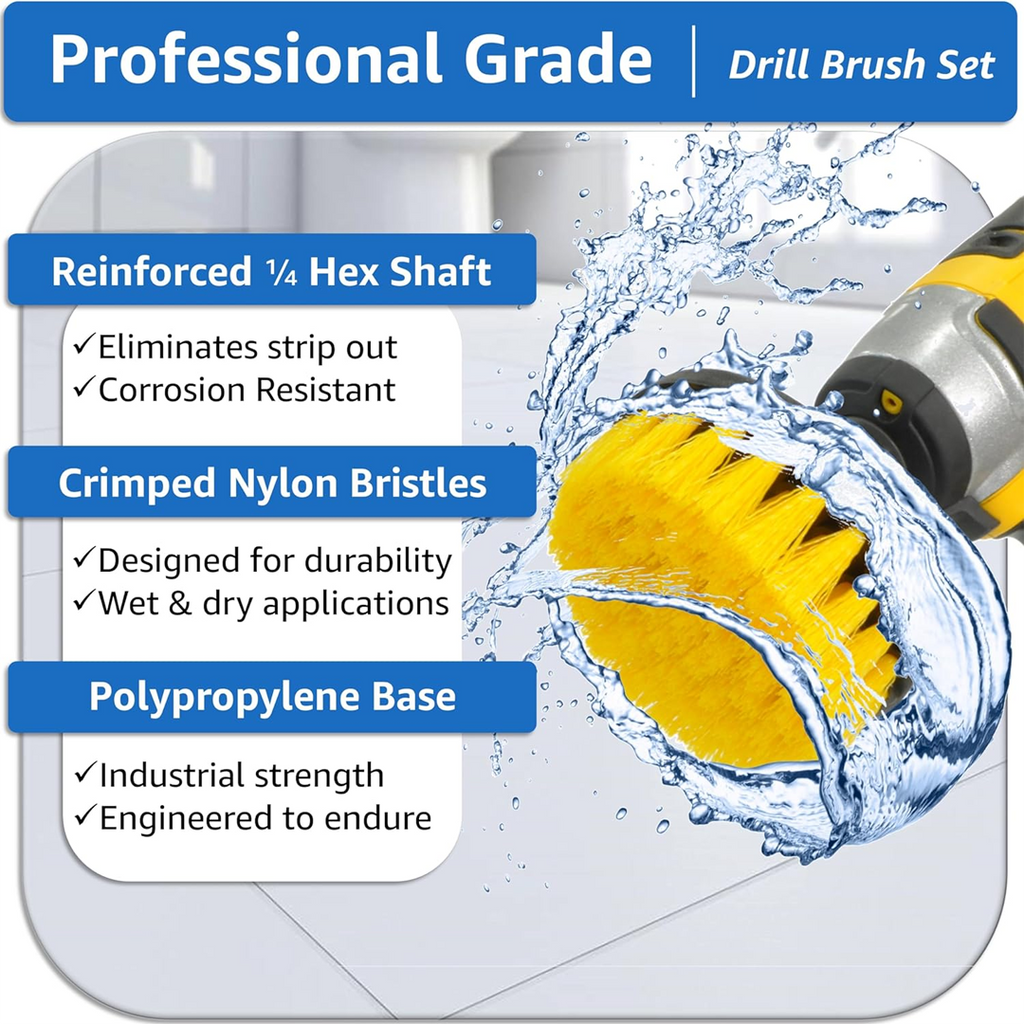 Børstesett til drill – 3 skurebørster i nylon – produktbilde 7