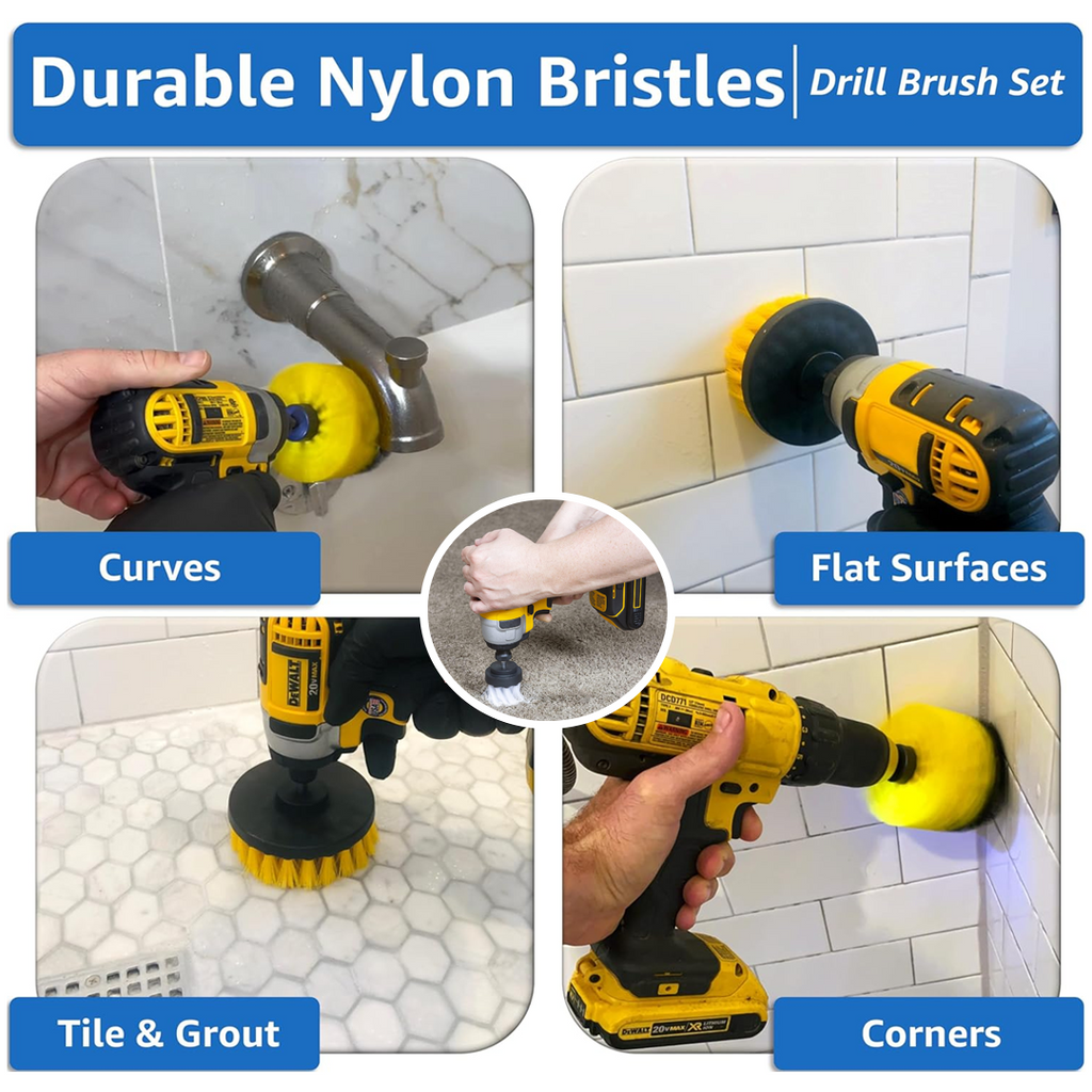 Børstesett til drill – 3 skurebørster i nylon – produktbilde 8