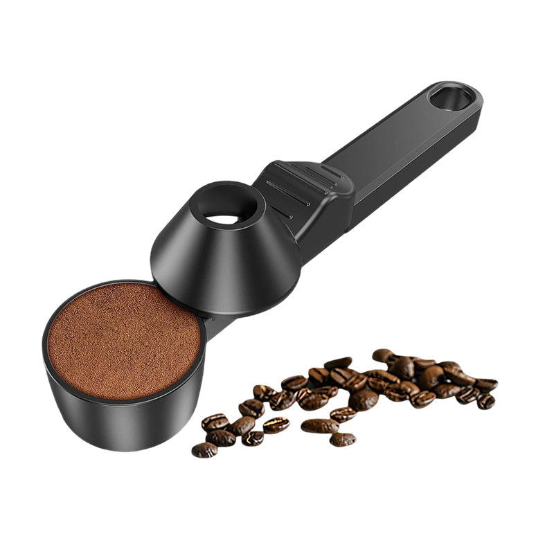 Måleskje til kaffe med trakt og avstryker
