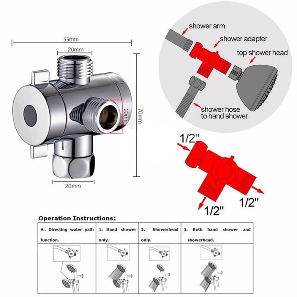 T-adapter 1/2" 3-veis – ventil til bidetdusj og dusjhode – detaljbilde 2